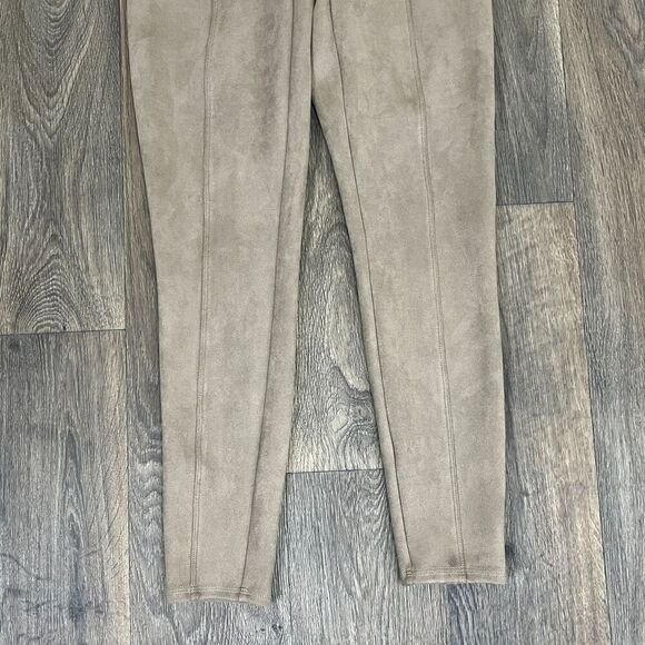Spanx Women's Size L Camel High Waist Faux Suede Pull On Leggings Stretchy - Picture 15 of 17